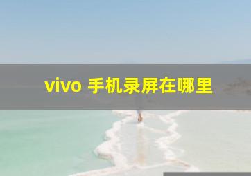 vivo 手机录屏在哪里